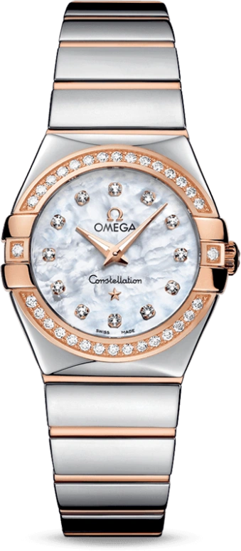 Omega,Constellation 27mm,27mm,Red Gold,Stainless Steel,White,Quartz,30000hours,In-house Caliber,123,123.25.27.60.55.005