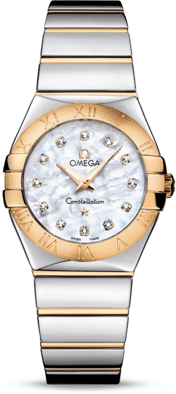 Omega,Constellation 27mm,27mm,Yellow Gold,Stainless Steel,White,Quartz,30000hours,In-house Caliber,123,123.20.27.60.55.004
