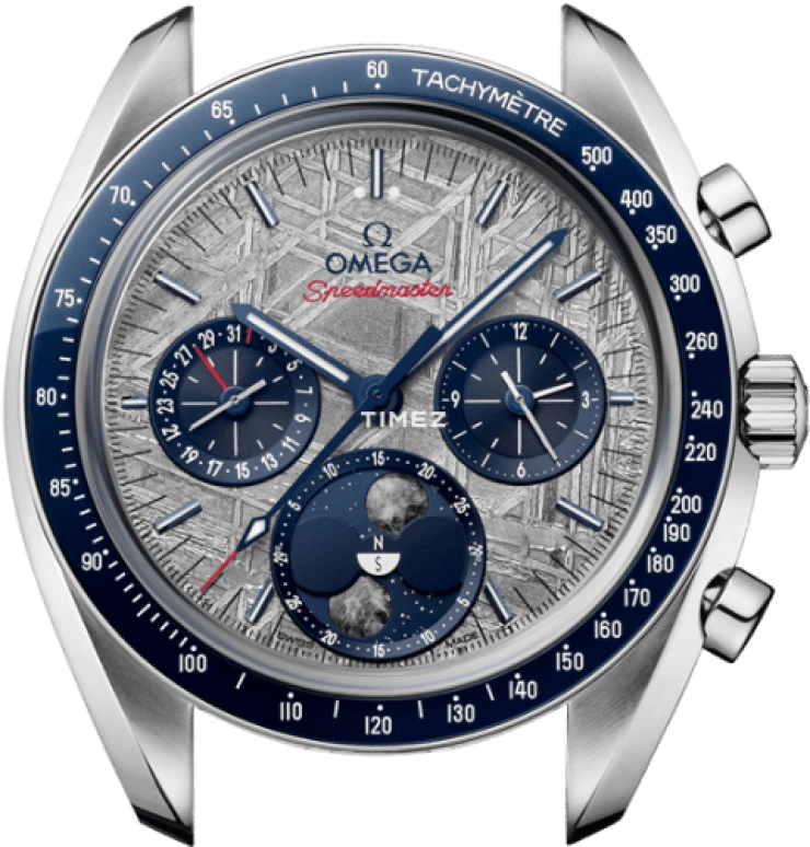 Omega,Speedmaster 43mm,43mm,Stainless Steel,Blue,Grey,Handwound,Chronograph,Moonphase,Day,Anti-magnetic,60hours,In-house Caliber,304,304.30.43.52.06.001