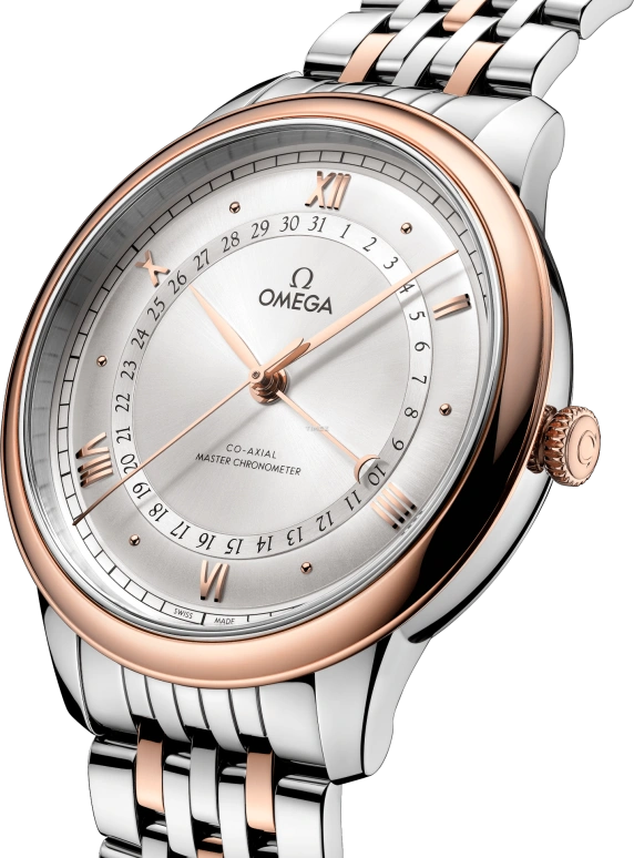 Omega,De Ville 42mm,42mm,Stainless Steel,Sedna Gold,Silver,Automatic,Day,Anti-magnetic,434,434.20.42.22.02.001