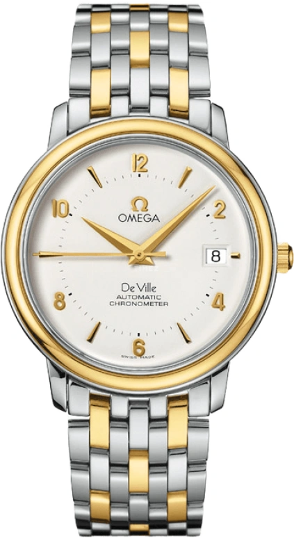 Omega,De Ville 36.50mm,36.50mm,Yellow Gold,Stainless Steel,Silver,Automatic,Date,44hours,4312,4312.21.00