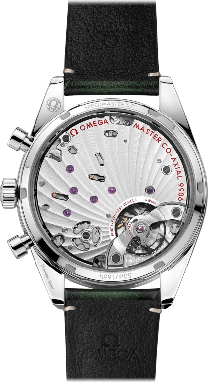 Omega,Speedmaster (Non-Moonwatch) 40.50mm,40.50mm,Stainless Steel,Green,Handwound,Chronograph,Date,Co-Axial Escapement,Column Wheel,60hours,In-house Caliber,332,332.12.41.51.10.001