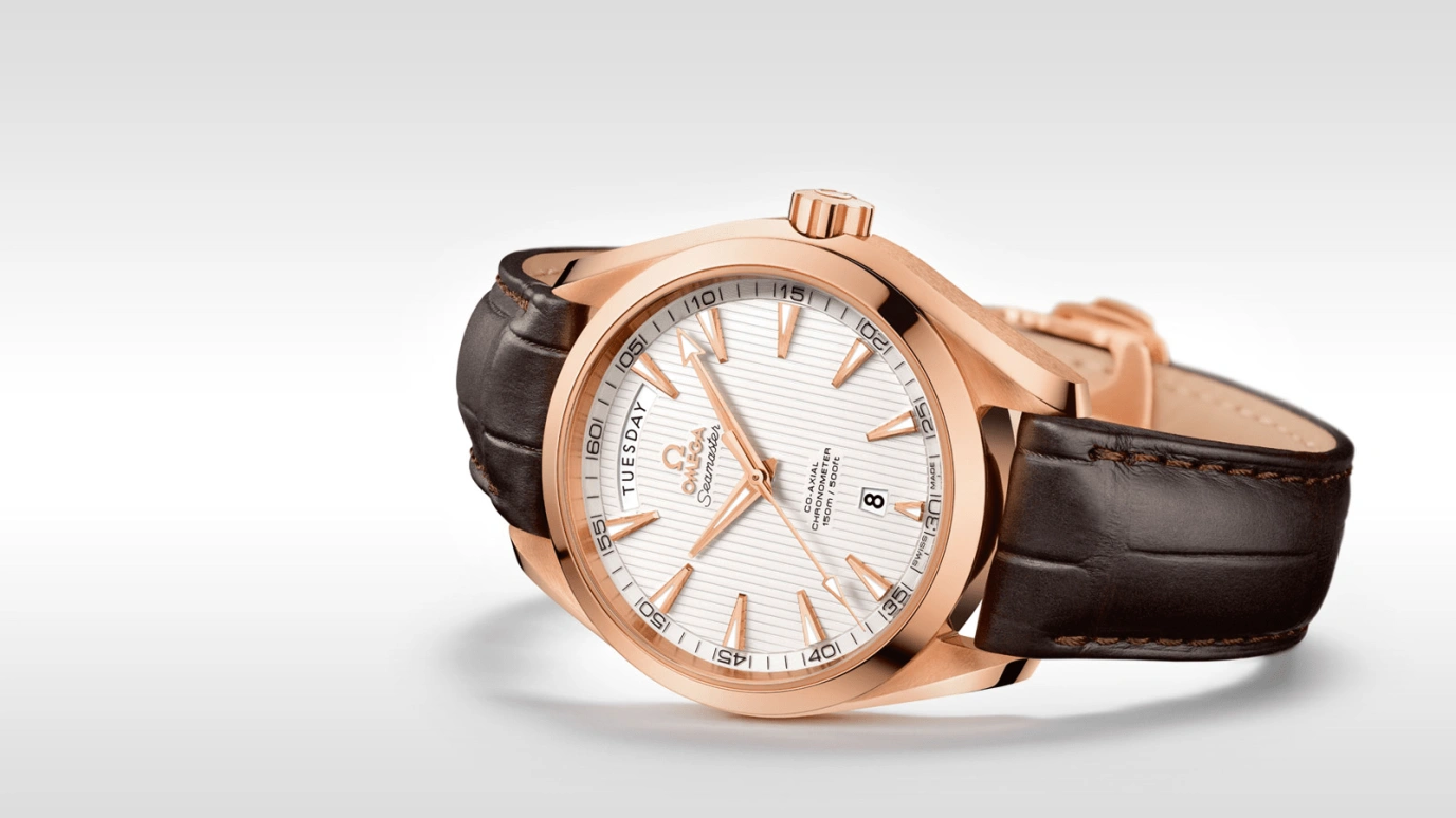 Omega,Aqua Terra 41.50mm,41.50mm,Red Gold,Silver,Automatic,Date,Day,Co-Axial Escapement,231,231.53.42.22.02.001