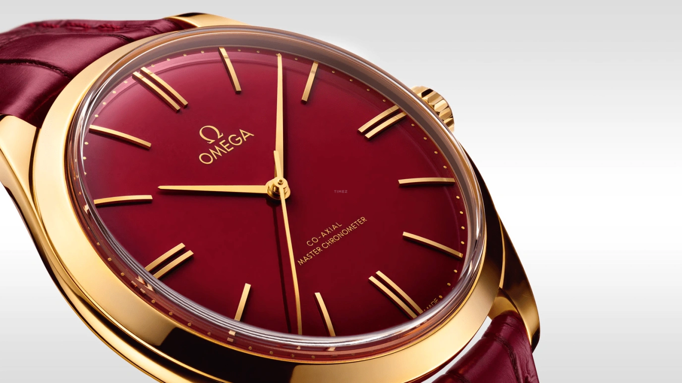 Omega,Trésor 40mm,40mm,Yellow Gold,Red,Handwound,Co-Axial Escapement,72hours,435,435.53.40.21.11.001