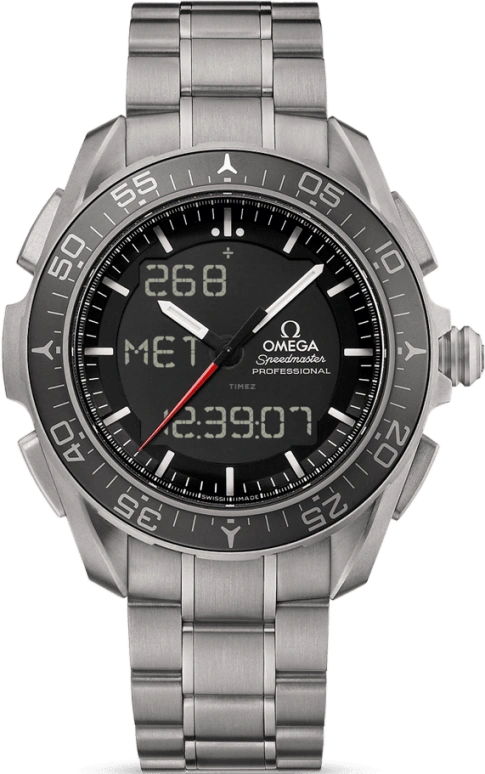 Omega,Speedmaster (Non-Moonwatch) 45mm,45mm,Titanium,Black,Quartz,Countdown,Chronograph,Perpetual Calendar,Month,17520hours,In-house Caliber,318,318.90.45.79.01.001