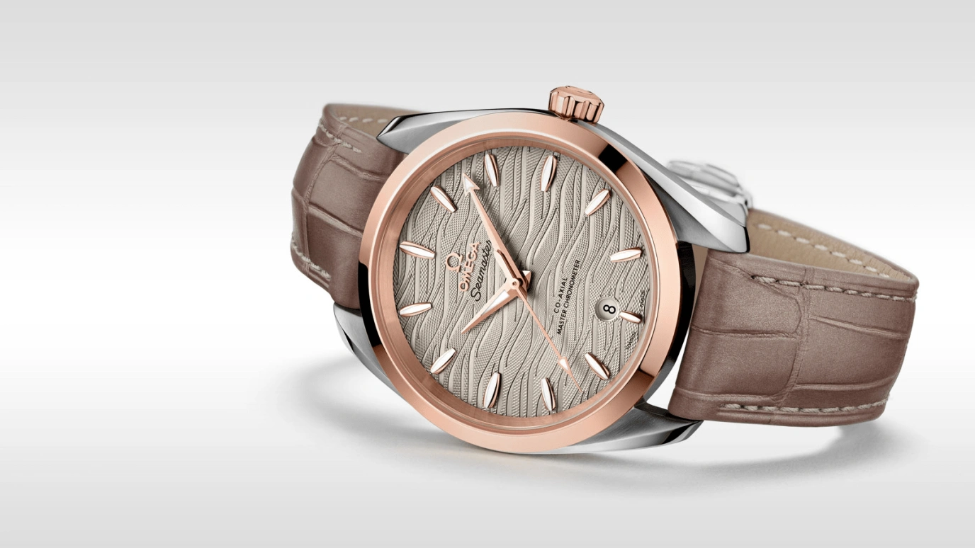 Omega,Aqua Terra 38mm,38mm,Sedna Gold,Stainless Steel,Grey,Automatic,Date,Co-Axial Escapement,220,220.23.38.20.06.001