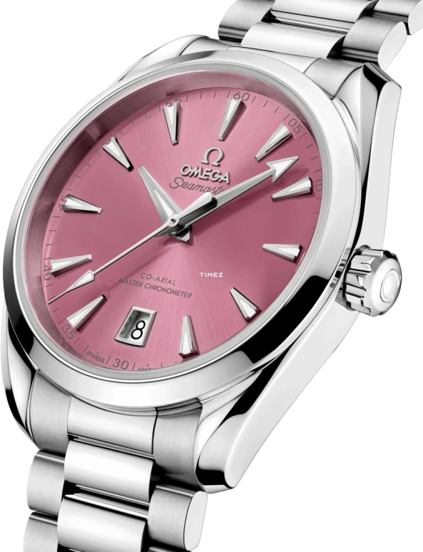 Omega,Seamaster 38mm,38mm,Stainless Steel,Pink,Automatic,Day,Anti-magnetic,220,220.10.38.20.10.005