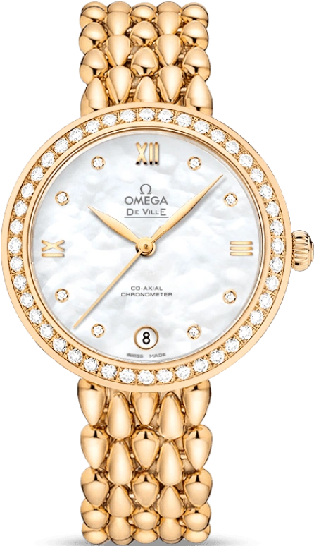 Omega,De Ville 32.70mm,32.70mm,Yellow Gold,White,Automatic,Date,Co-Axial Escapement,424,424.55.33.20.55.009