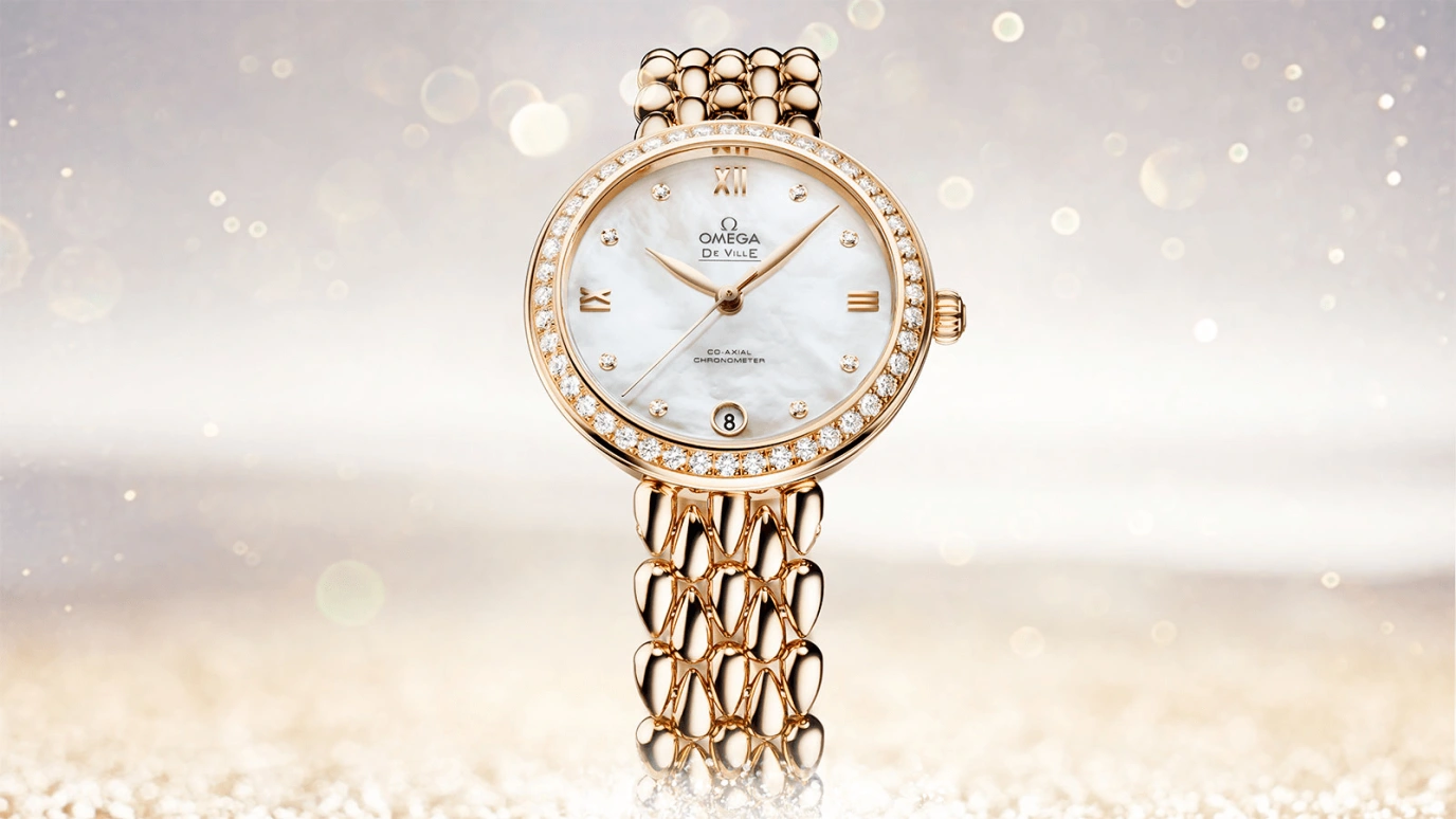 Omega,De Ville 32.70mm,32.70mm,Red Gold,White,Automatic,Date,Co-Axial Escapement,424,424.55.33.20.55.007