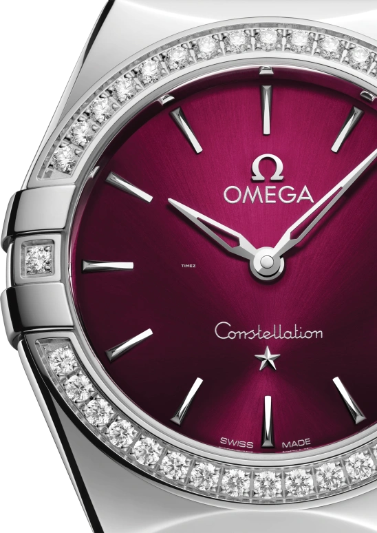 Omega,Constellation 28mm,28mm,Stainless Steel,Wine Red,Quartz,In-house Caliber,Sapphire,Crystal Glass,131,131.15.28.60.11.001