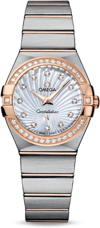 Omega,Constellation 27mm,27mm,Red Gold,Stainless Steel,White,Quartz,30000hours,In-house Caliber,123,123.25.27.60.55.002