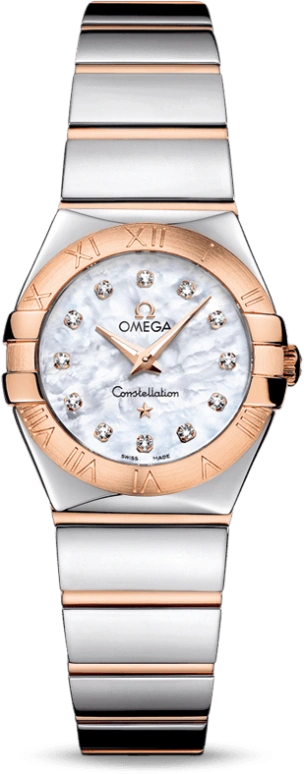 Omega,Constellation 24mm,24mm,Red Gold,Stainless Steel,White,Quartz,30000hours,In-house Caliber,123,123.20.24.60.55.003