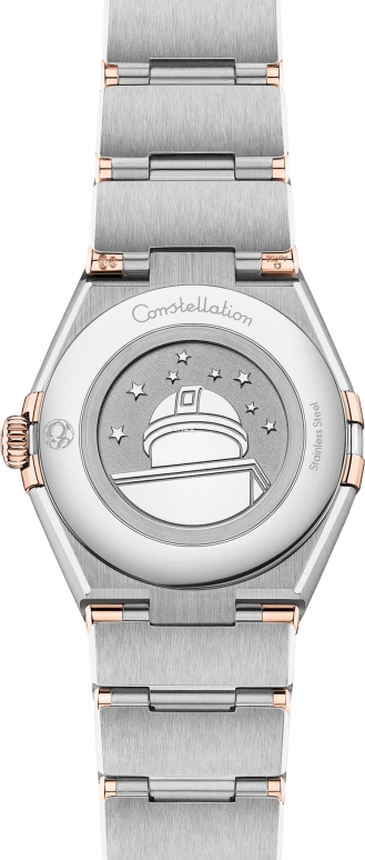 Omega,Constellation 28mm,28mm,Stainless Steel,Sedna Gold,Blue,Quartz,In-house Caliber,Sapphire,Crystal Glass,131,131.25.28.60.99.001