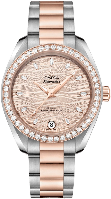 Omega,Aqua Terra 34mm,34mm,Sedna Gold,Stainless Steel,Grey,Automatic,Date,Co-Axial Escapement,220,220.25.34.20.59.001