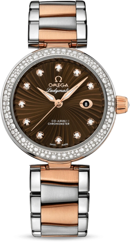 Omega,LadyMatic 34mm,34mm,Red Gold,Stainless Steel,Brown,Automatic,Date,Zodiac Indications,Co-Axial Escapement,425,425.25.34.20.63.001