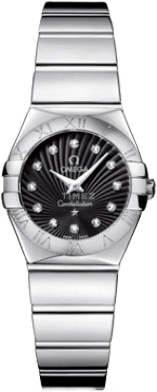 Omega,Constellation 24mm,24mm,Stainless Steel,Black,Quartz,30000hours,In-house Caliber,123,123.10.24.60.51.002