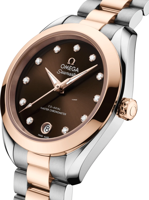 Omega,Seamaster 30mm,30mm,Stainless Steel,Sedna Gold,Brown,Automatic,Day,Anti-magnetic,220,220.20.30.20.63.001