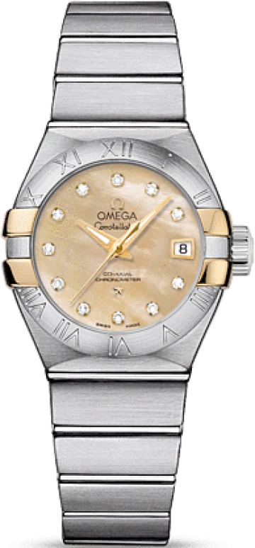 Omega,Constellation 27mm,27mm,Yellow Gold,Stainless Steel,Champagne,Automatic,Day,50hours,123,123.20.27.20.57.003