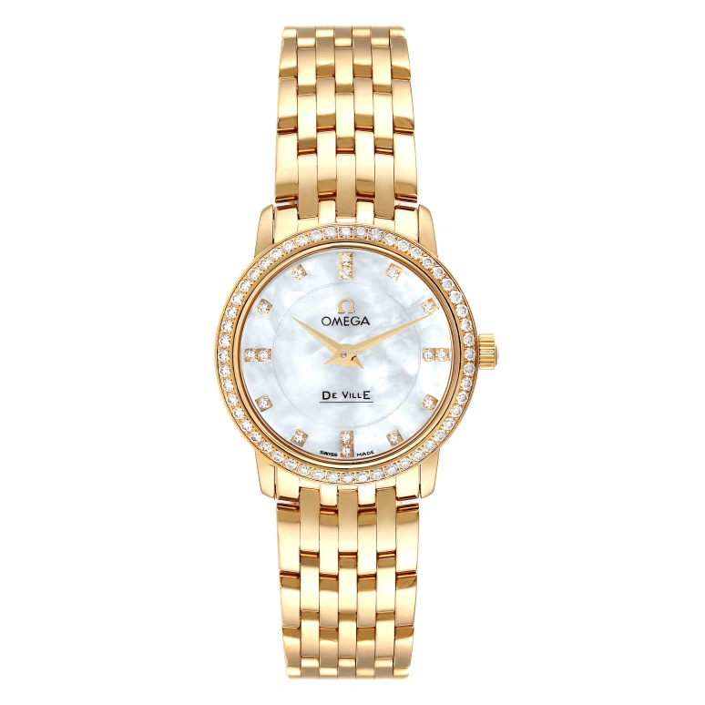 Omega,De Ville 27mm,27mm,Yellow Gold,White,Quartz,30000hours,In-house Caliber,413,413.55.27.60.55.001