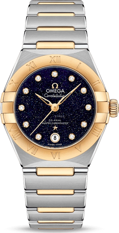 Omega,Constellation 29mm,29mm,Yellow Gold,Stainless Steel,Blue,Automatic,Date,Co-Axial Escapement,131,131.20.29.20.53.001