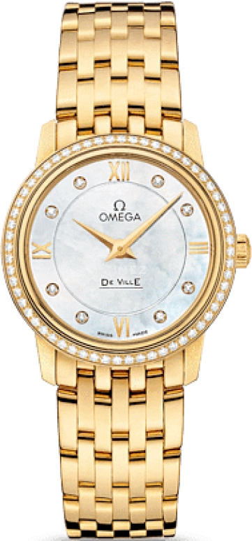 Omega,De Ville 27.40mm,27.40mm,Yellow Gold,White,Quartz,30000hours,In-house Caliber,424,424.55.27.60.55.001