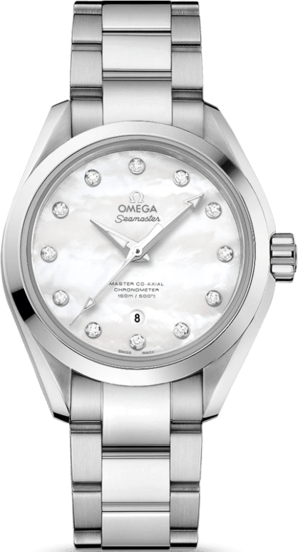 Omega,Aqua Terra 34mm,34mm,Stainless Steel,White,Automatic,Date,Zodiac Indications,Co-Axial Escapement,231,231.10.34.20.55.002