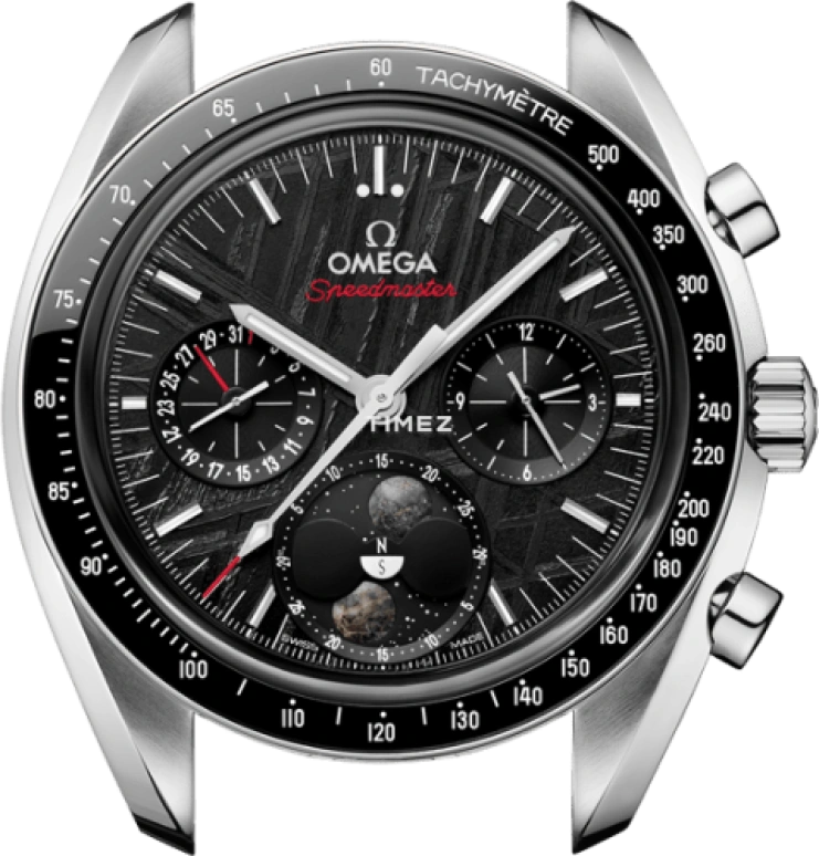 Omega,Speedmaster 43mm,43mm,Stainless Steel,Black,Handwound,Chronograph,Moonphase,Day,Anti-magnetic,60hours,In-house Caliber,304,304.30.43.52.01.001