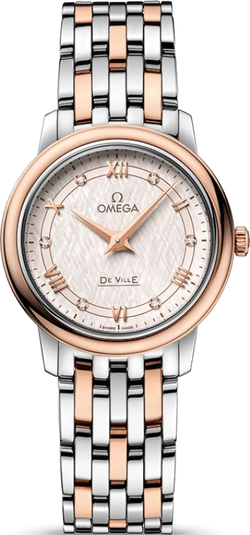 Omega,De Ville 27.40mm,27.40mm,Red Gold,Stainless Steel,Silver,Quartz,30000hours,In-house Caliber,424,424.20.27.60.52.003