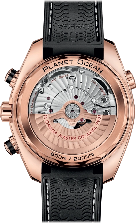 Omega,Seamaster Planet Ocean 45.50mm,45.50mm,Sedna Gold,Black,Automatic,Chronograph,Date,Co-Axial Escapement,Column Wheel,60hours,In-house Caliber,215,215.63.46.51.01.001
