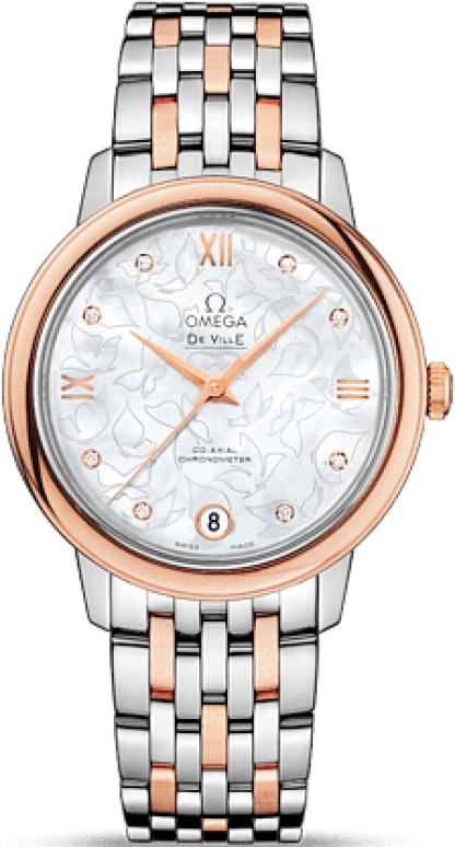 Omega,De Ville 32.70mm,32.70mm,Red Gold,Stainless Steel,White,Automatic,Date,Co-Axial Escapement,424,424.20.33.20.55.001