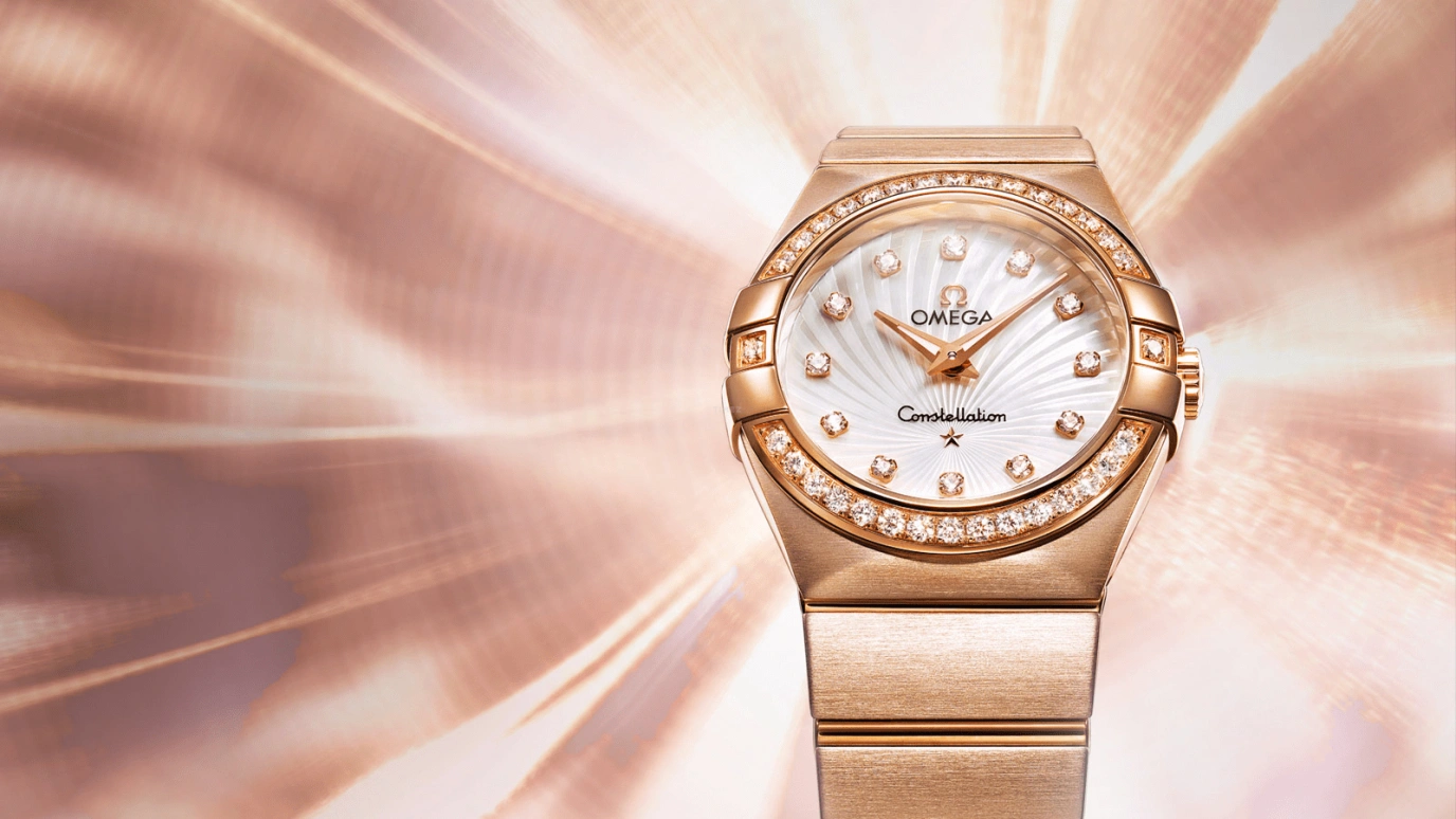 Omega,Constellation 27mm,27mm,Red Gold,White,Quartz,30000hours,In-house Caliber,123,123.55.27.60.55.001