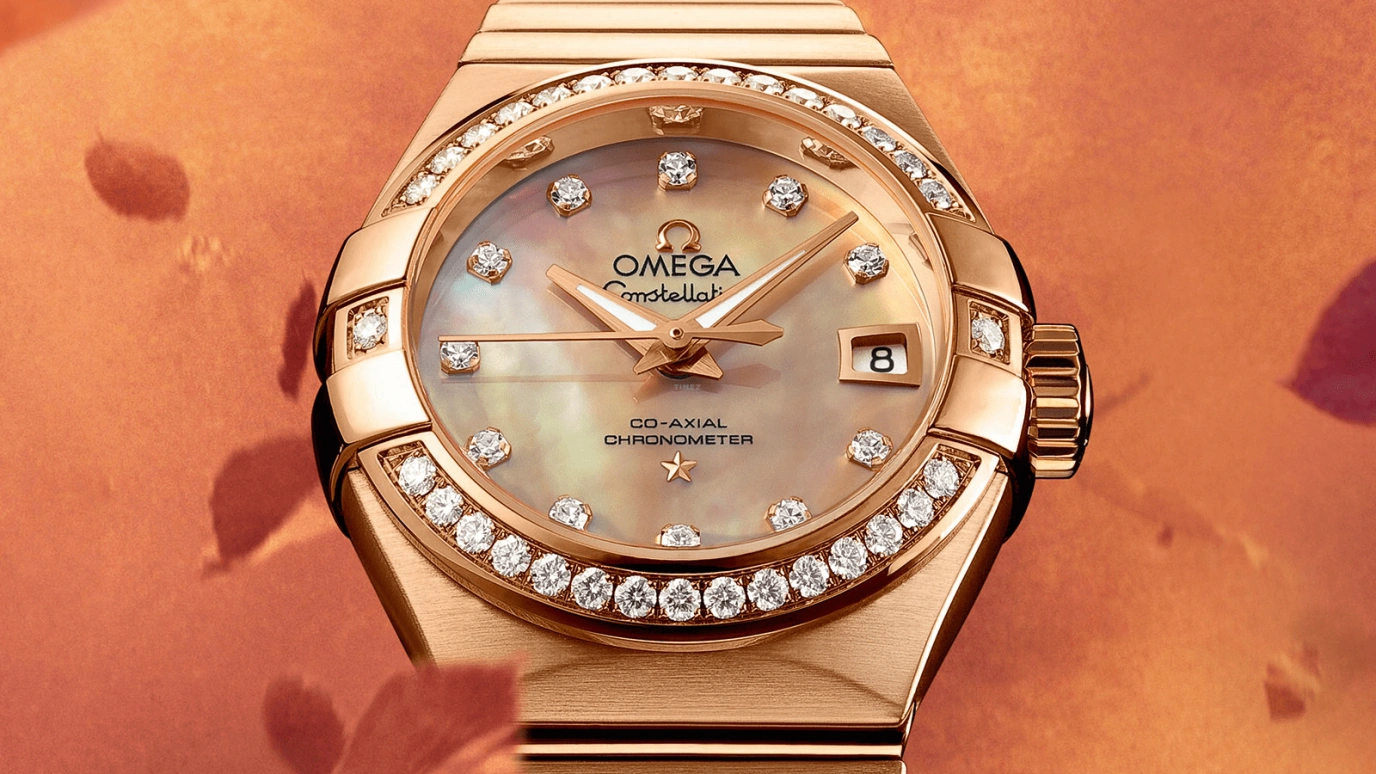 Omega,Constellation 27mm,27mm,Red Gold,Brown,Automatic,Date,Co-Axial Escapement,123,123.55.27.20.57.001