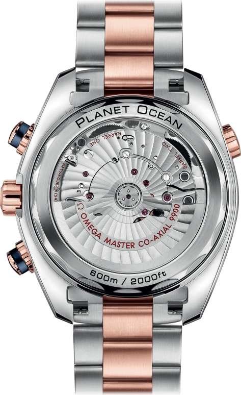 Omega,Seamaster Planet Ocean 45.50mm,45.50mm,Sedna Gold,Stainless Steel,Blue,Automatic,Chronograph,Date,Co-Axial Escapement,Column Wheel,60hours,In-house Caliber,215,215.20.46.51.03.001