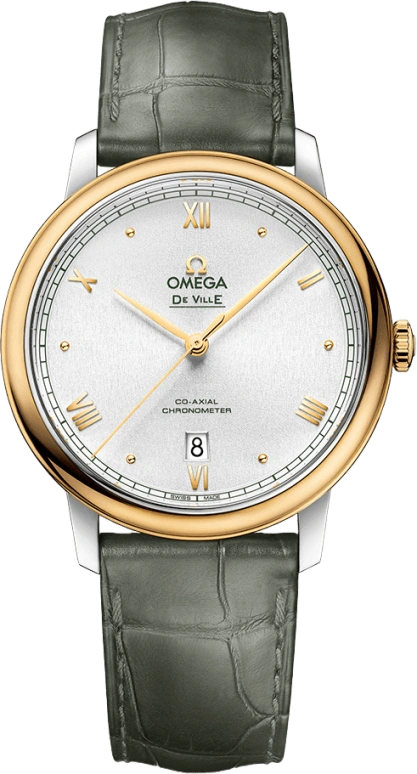 Omega,De Ville 39.50mm,39.50mm,Yellow Gold,Stainless Steel,Silver,Automatic,Date,Co-Axial Escapement,424,424.23.40.20.02.004