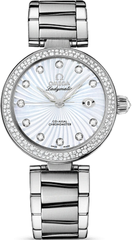 Omega,LadyMatic 34mm,34mm,Stainless Steel,White,Automatic,Date,Zodiac Indications,Co-Axial Escapement,425,425.35.34.20.55.001