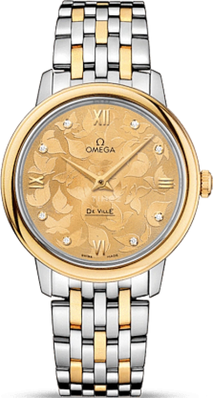 Omega,De Ville 32.70mm,32.70mm,Yellow Gold,Stainless Steel,Champagne,Quartz,Day,Zodiac Indications,424,424.20.33.60.58.001