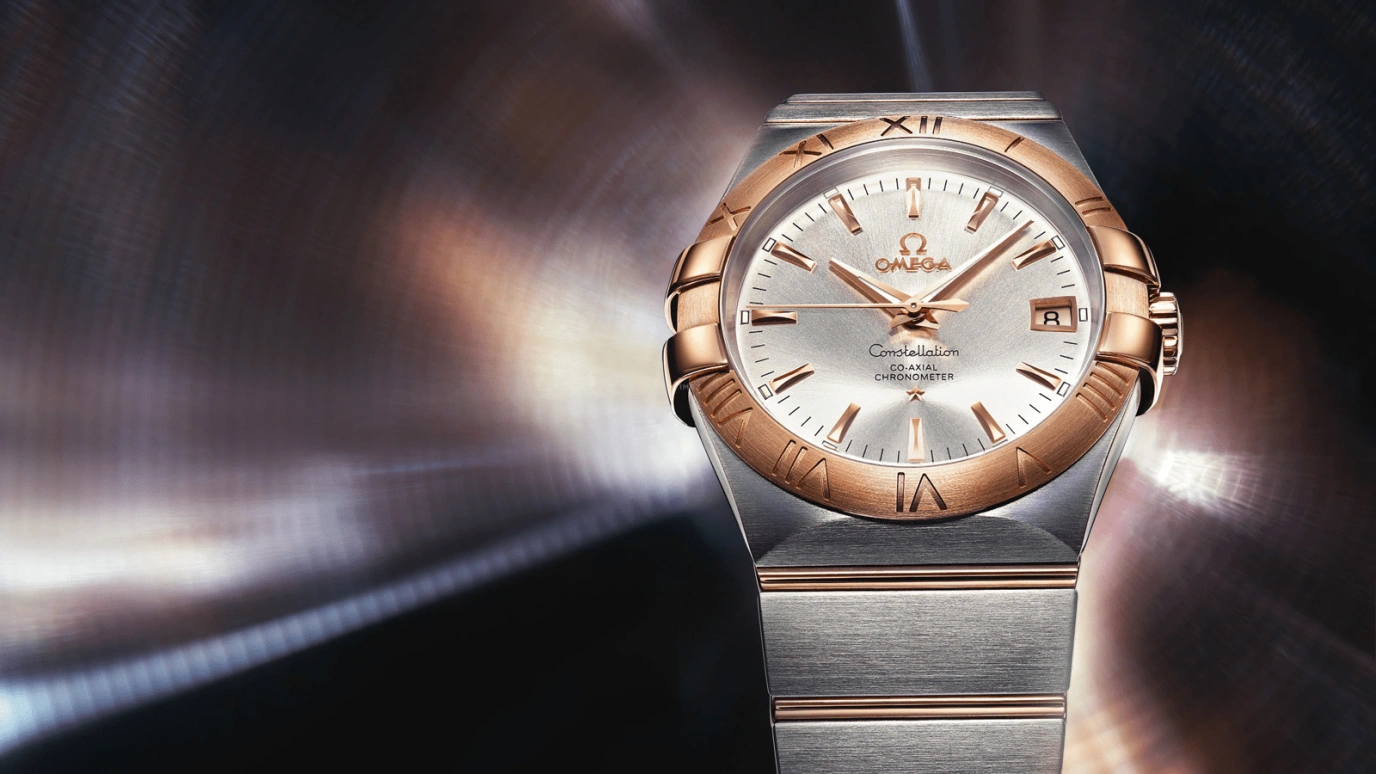 Omega,Constellation 35mm,35mm,Red Gold,Stainless Steel,Silver,Automatic,Date,Co-Axial Escapement,123,123.20.35.20.02.001