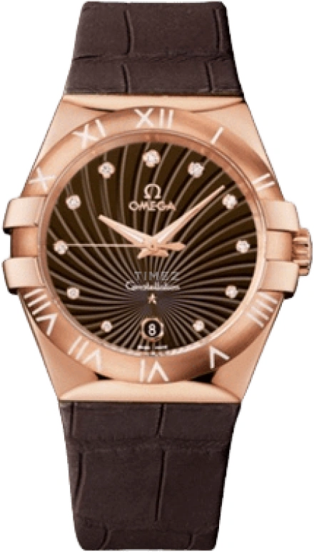 Omega,Constellation 35mm,35mm,Red Gold,Brown,Quartz,Day,30000hours,123,123.53.35.60.63.001