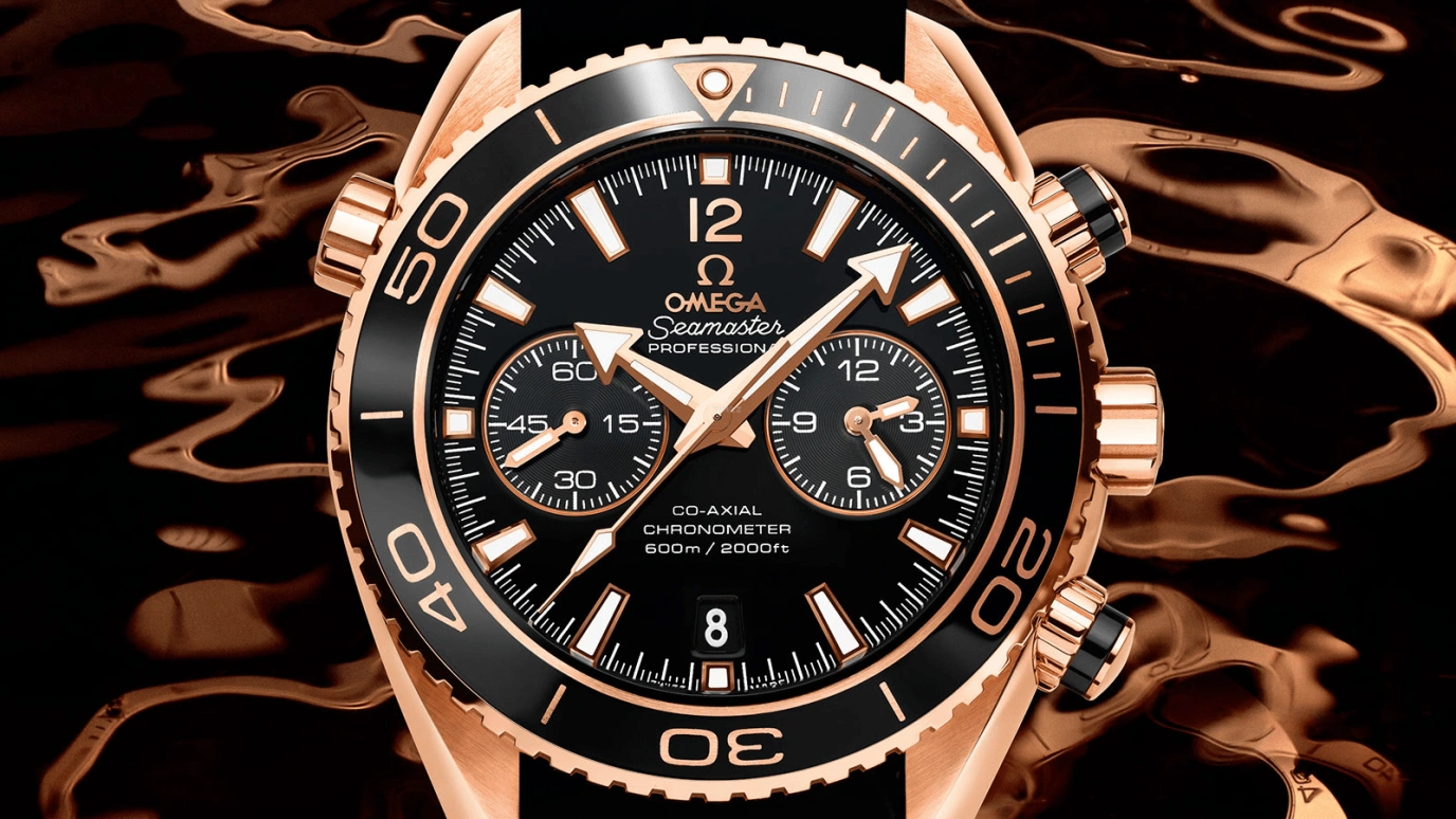Omega,Seamaster Planet Ocean 45.50mm,45.50mm,Red Gold,Black,Automatic,Chronograph,Date,Co-Axial Escapement,Column Wheel,60hours,In-house Caliber,232,232.63.46.51.01.001