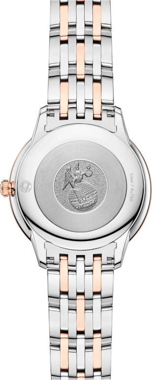Omega,De Ville 30mm,30mm,Sedna Gold,Stainless Steel,White,Quartz,In-house Caliber,Sapphire,Crystal Glass,434,434.25.30.60.55.001