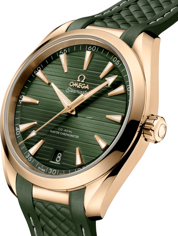 Omega,Aqua Terra 41mm,41mm,Moonshine Gold,Green,Automatic,Day,Anti-magnetic,220,220.52.41.21.10.001