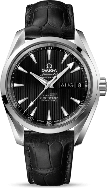 Omega,Aqua Terra 38.50mm,38.50mm,Stainless Steel,Black,Automatic,Annual Calendar,Month,Date,Co-Axial Escapement,60hours,In-house Caliber,231,231.13.39.22.01.001