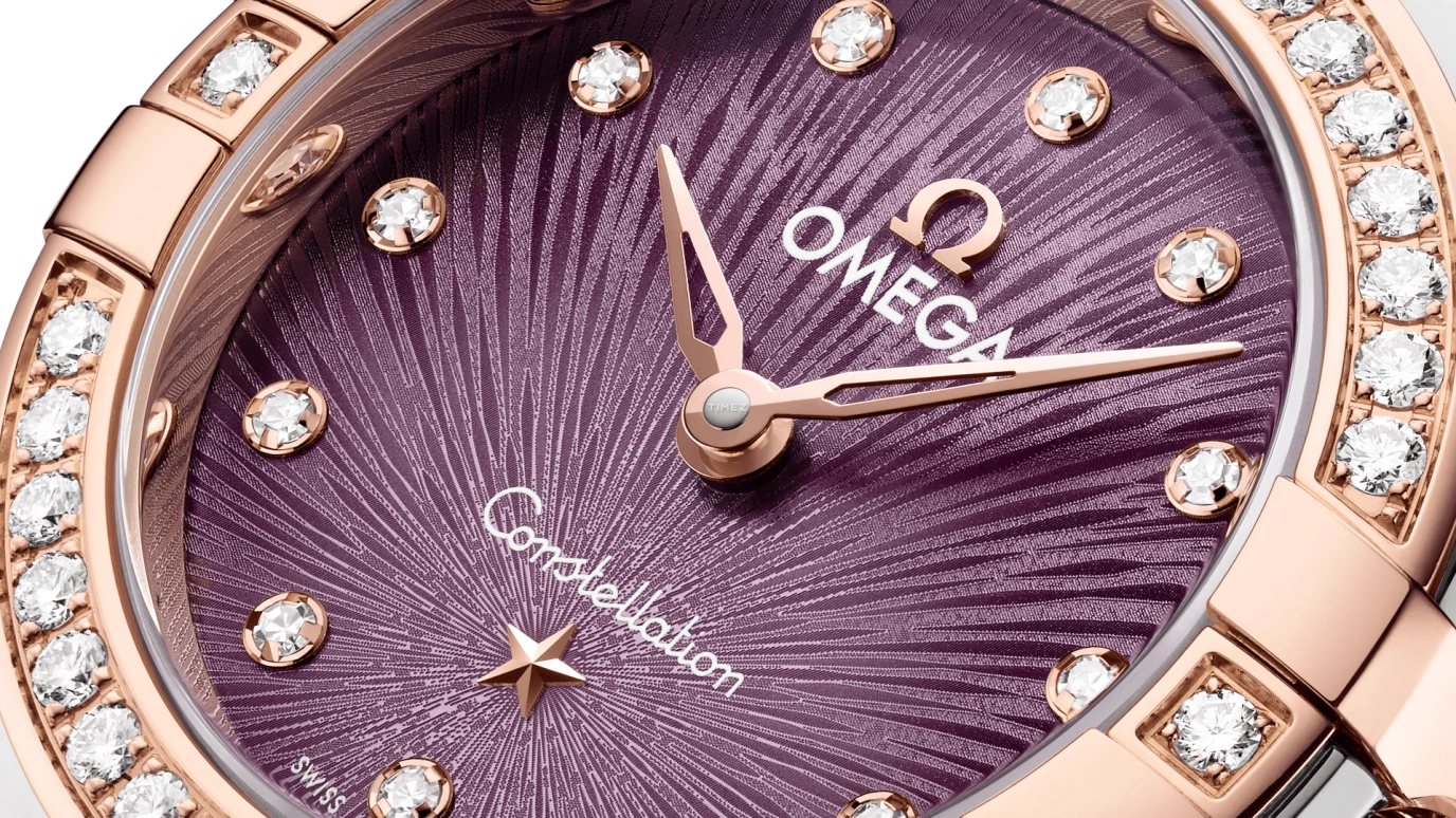 Omega,Constellation 25mm,25mm,Stainless Steel,Purple,Quartz,In-house Caliber,Sapphire,Crystal Glass,131,131.25.25.60.60.002