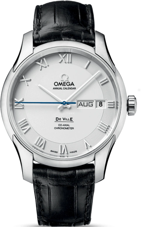 Omega,De Ville 41mm,41mm,Stainless Steel,Silver,Automatic,Annual Calendar,Month,Date,Co-Axial Escapement,60hours,In-house Caliber,431,431.13.41.22.02.001