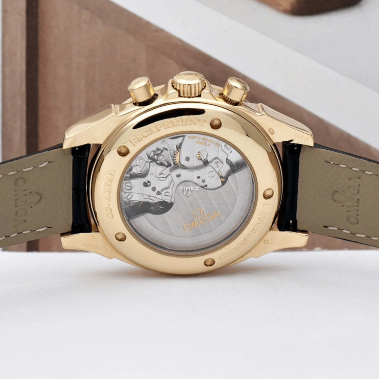 Omega,De Ville 41mm,41mm,Yellow Gold,Black,Automatic,Chronograph,Day,4641,4641.50.31