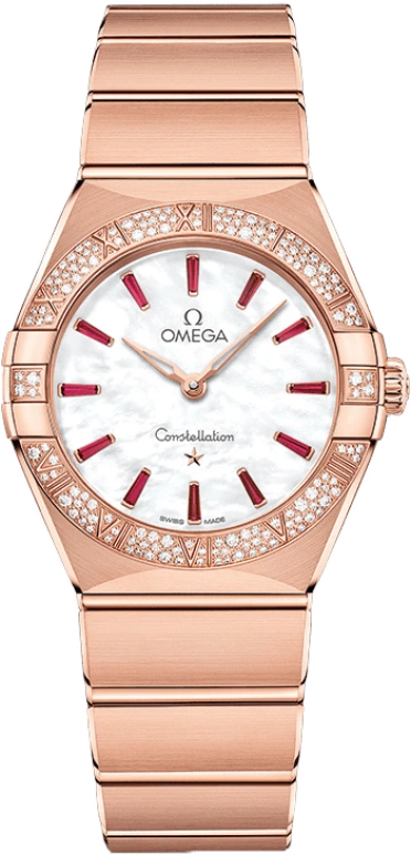 Omega,Constellation 28mm,28mm,Sedna Gold,White,Quartz,In-house Caliber,Sapphire,Crystal Glass,131,131.55.28.60.55.004