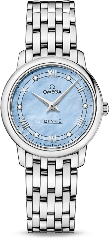 Omega,De Ville 27.40mm,27.40mm,Stainless Steel,Blue,Quartz,30000hours,In-house Caliber,424,424.10.27.60.57.001