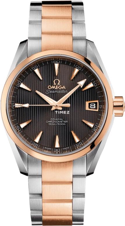 Omega,Aqua Terra 38.50mm,38.50mm,Red Gold,Stainless Steel,Grey,Automatic,Day,60hours,231,231.20.39.21.06.001
