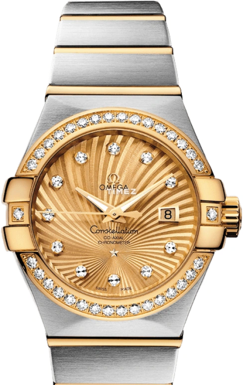 Omega,Constellation 31mm,31mm,Yellow Gold,Stainless Steel,Champagne,Automatic,Day,50hours,123,123.25.31.20.58.001