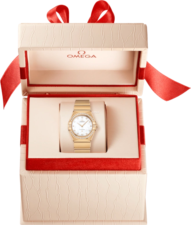 Omega,Constellation 28mm,28mm,Yellow Gold,White,Quartz,In-house Caliber,Sapphire,131,131.55.28.60.55.002